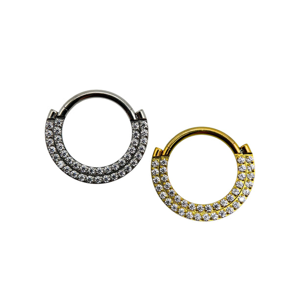 Titāna divrindu dārgakmens gredzens