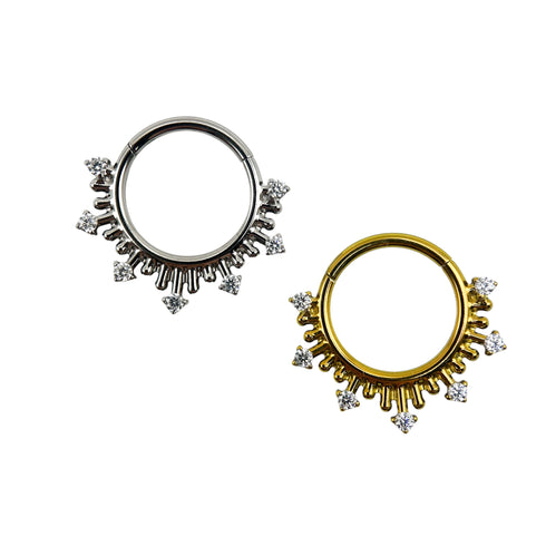 Titāna dārgakmens kroņa bultas gredzens