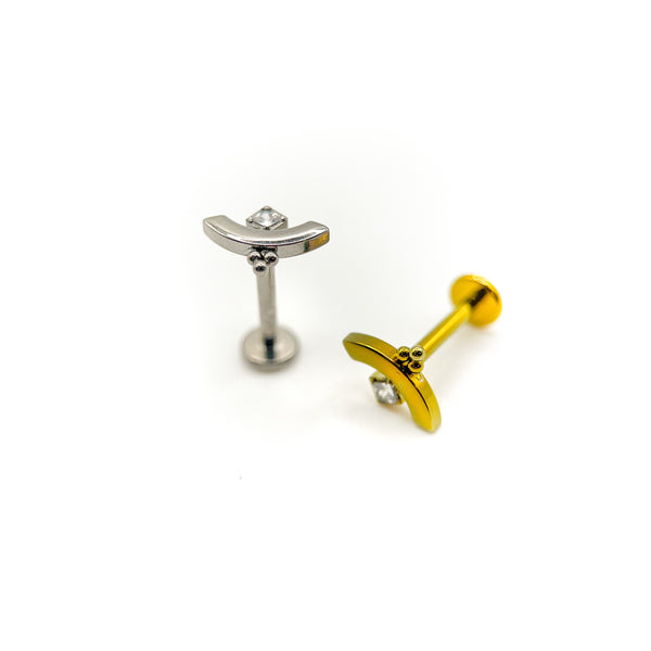 Titāna pusmēness kristāla labret spraudnis