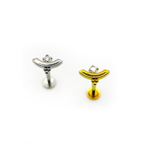 Titāna pusmēness kristāla labret spraudnis