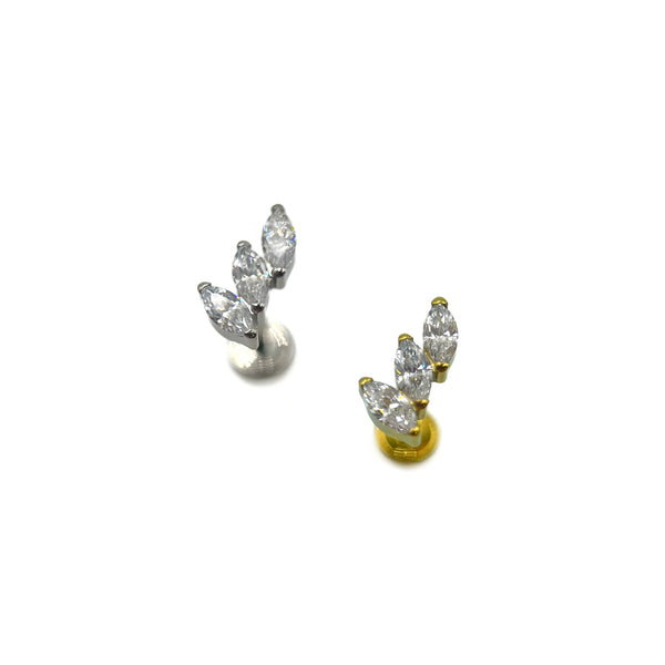 Titāna trīskāršais izliektais marķīza labrets