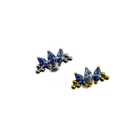 Titāna trīskāršā marķīza labretes ar pērlītēm