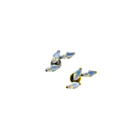 Titāna trīskāršā marķīza opāla lapu labret spraudnis