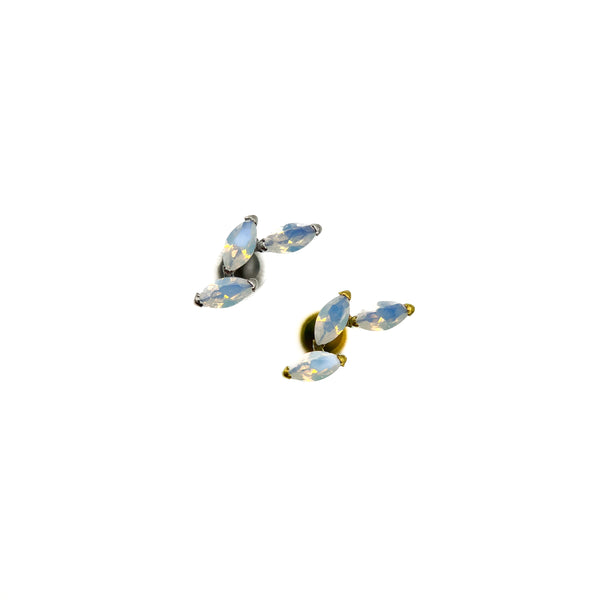 Titāna trīskāršā marķīza opāla lapu labret spraudnis