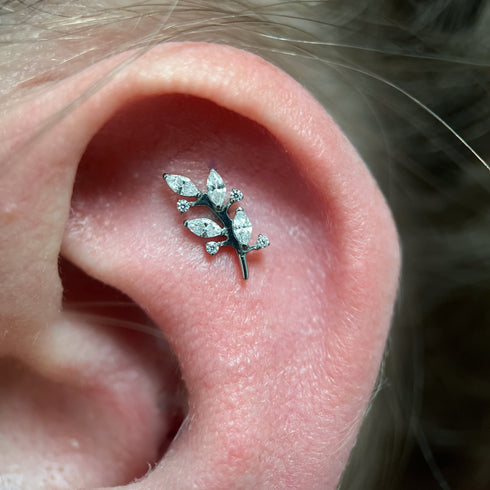 Titanium crystal leaf labret