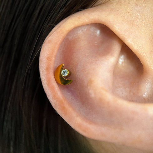 Titāna dārgakmens mēness labret spraudnis