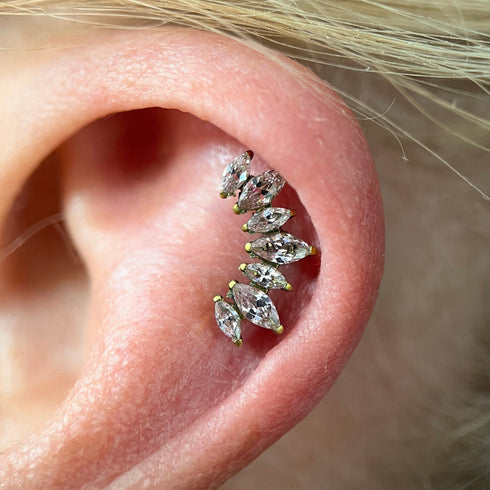 Titāna vairāku marķīžu dārgakmens labrets